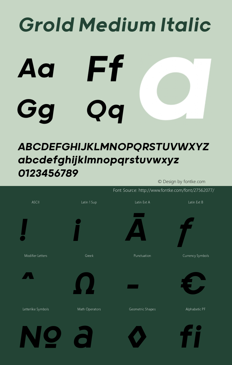 Grold Medium Italic Version 1.000;YWFTv17图片样张