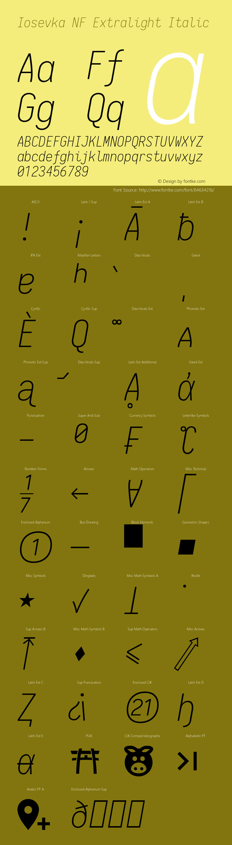 Iosevka Extralight Italic Nerd Font Complete Windows Compatible 2.1.0; ttfautohint (v1.8.2)图片样张