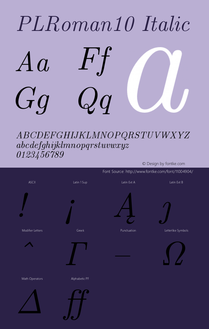 PLRoman10 Italic Version 1.11图片样张