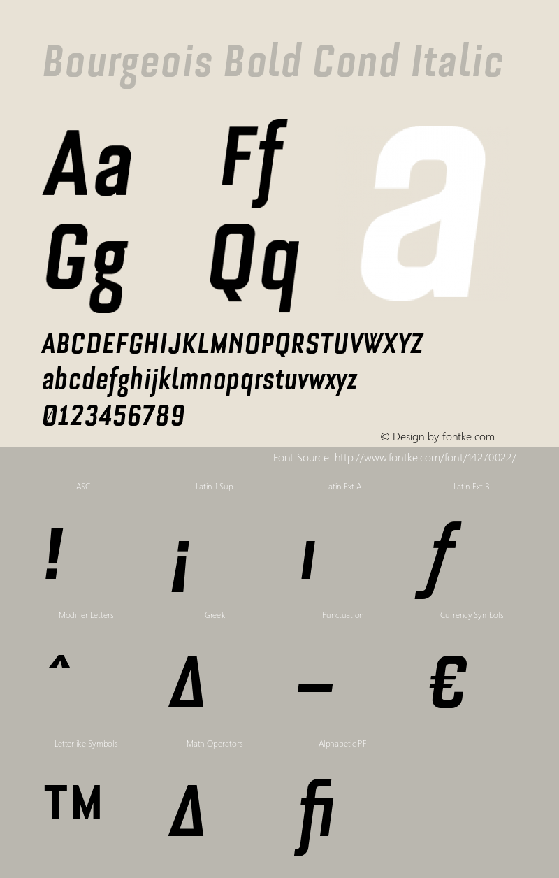 Bourgeois Bold Cond Italic Version 1.000;PS 1.000图片样张