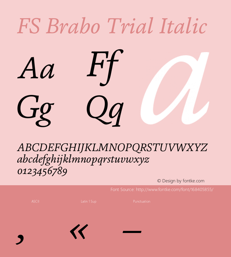 FS Brabo Trial Italic Version 1.002;PS 001.002;hotconv 1.0.88;makeotf.lib2.5.64775图片样张