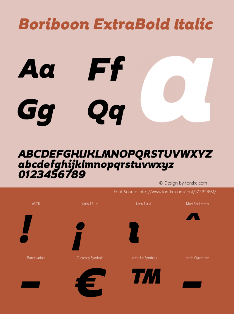 Boriboon ExtraBold Italic Version 1.01图片样张