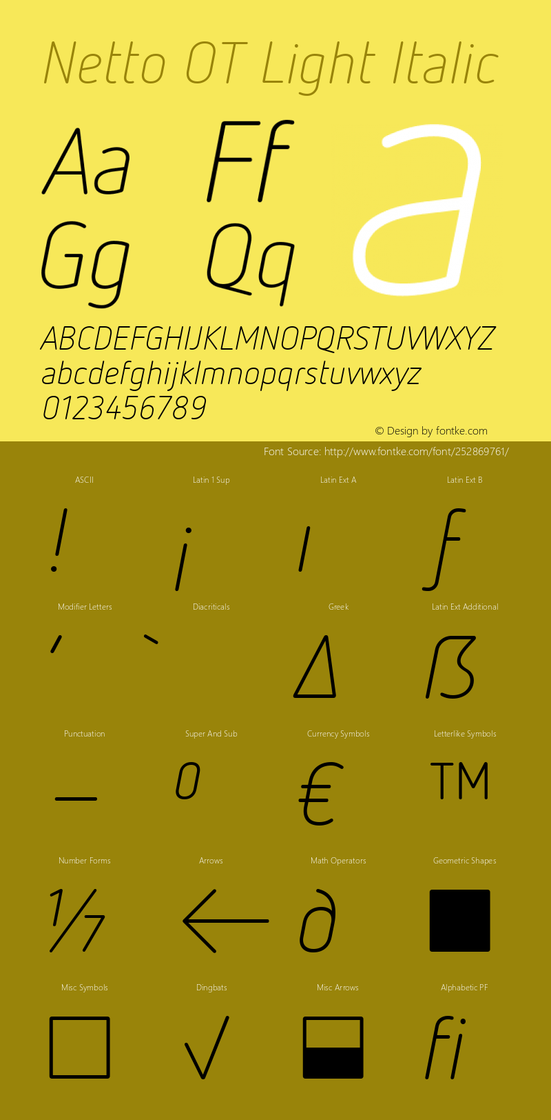 Netto OT Light Italic Version 7.600, build 1027, FoPs, FL 5.04图片样张