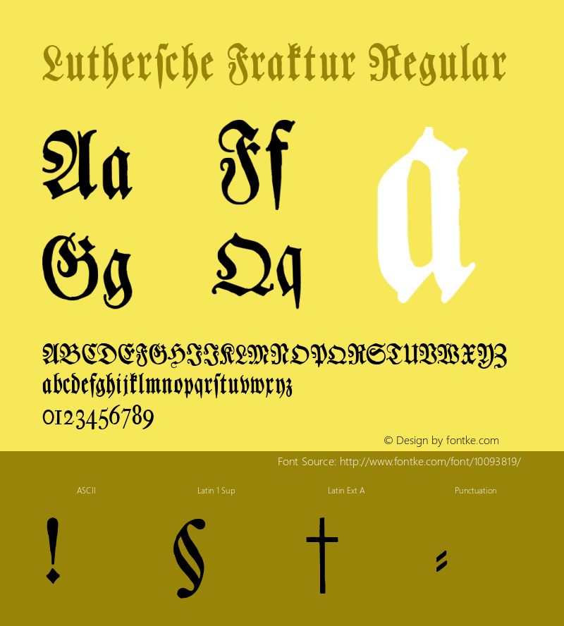 Luthersche Fraktur Regular Macromedia Fontographer 4.1 5/10/97图片样张