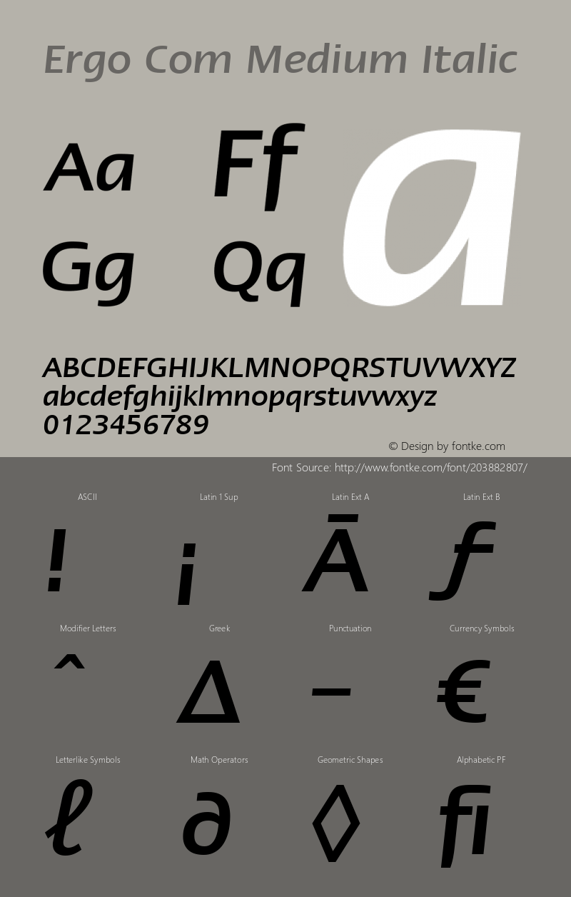 Linotype Ergo Com Medium Italic Version 1.02;2006图片样张