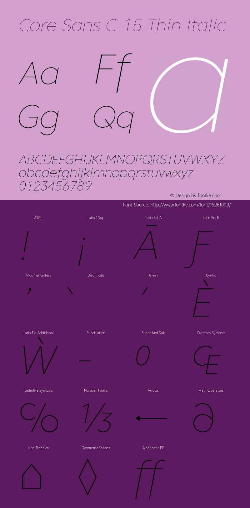 Core Sans C 15 Thin Italic Version 1.000图片样张