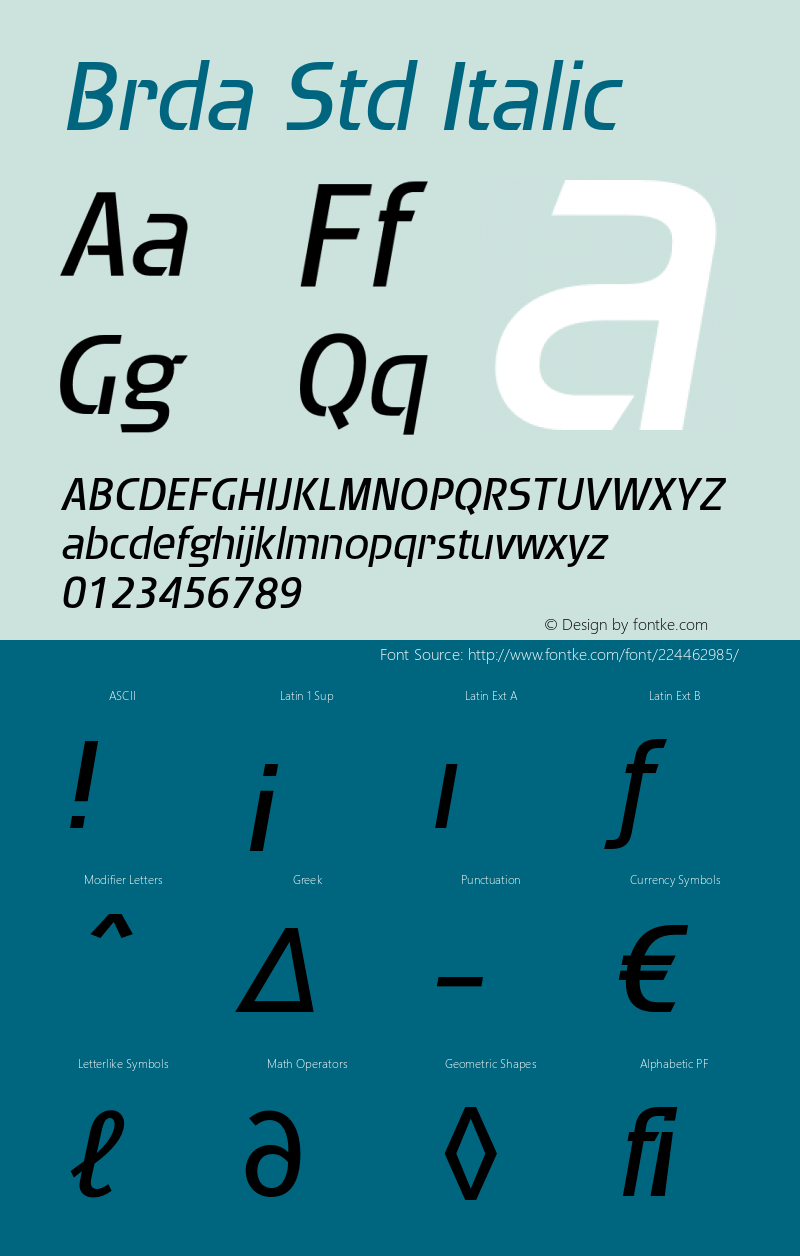 BrdaStd-Italic Version 1.00图片样张