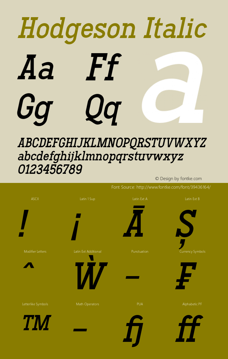 HodgesonItalic Version 1.000图片样张