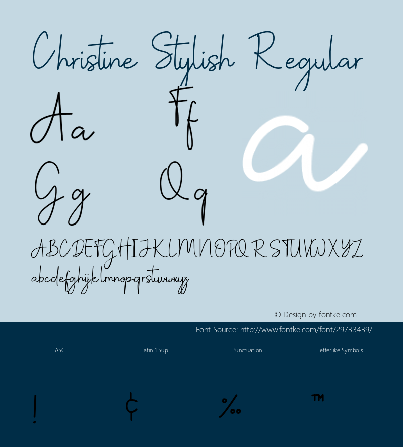 Christine Stylish Version 1.00;May 15, 2019;FontCreator 11.5.0.2427 64-bit图片样张