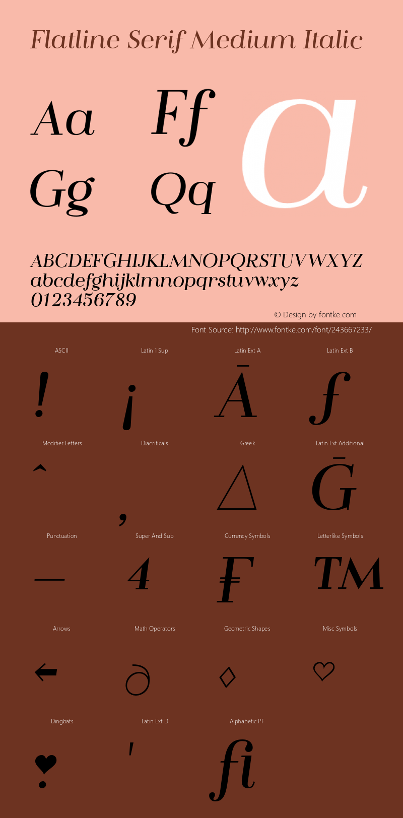 Flatline Serif Medium Italic Version 1.000 | FøM Fix图片样张