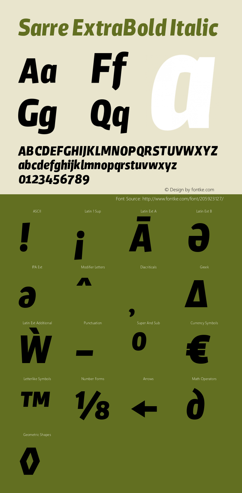 Sarre ExtraBold Italic Version 1.000 | web-ttf图片样张