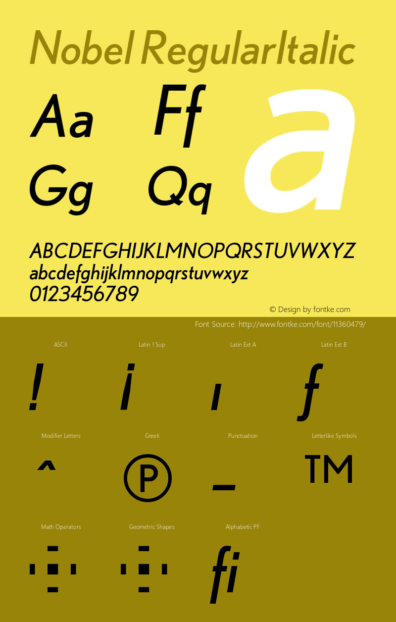 Nobel RegularItalic Version 001.000图片样张