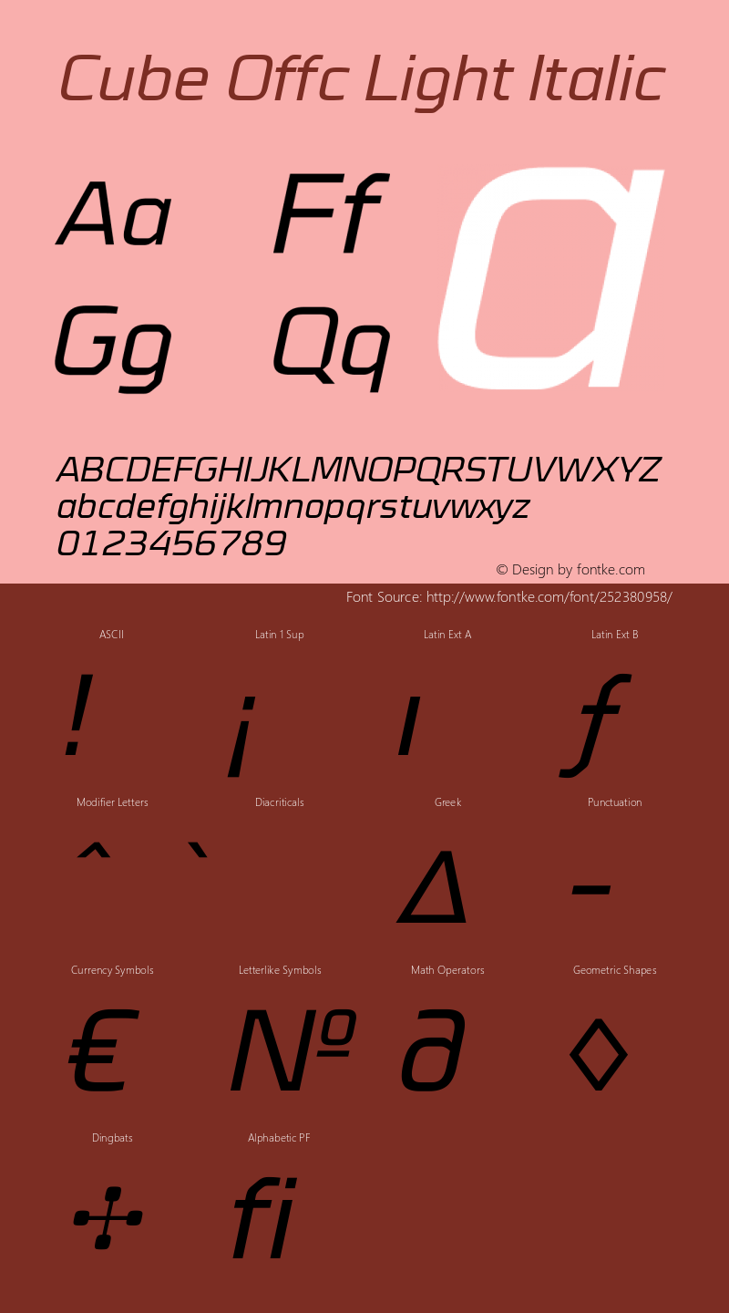 Cube Offc Light Italic Version 7.504; 2012; Build 1021图片样张