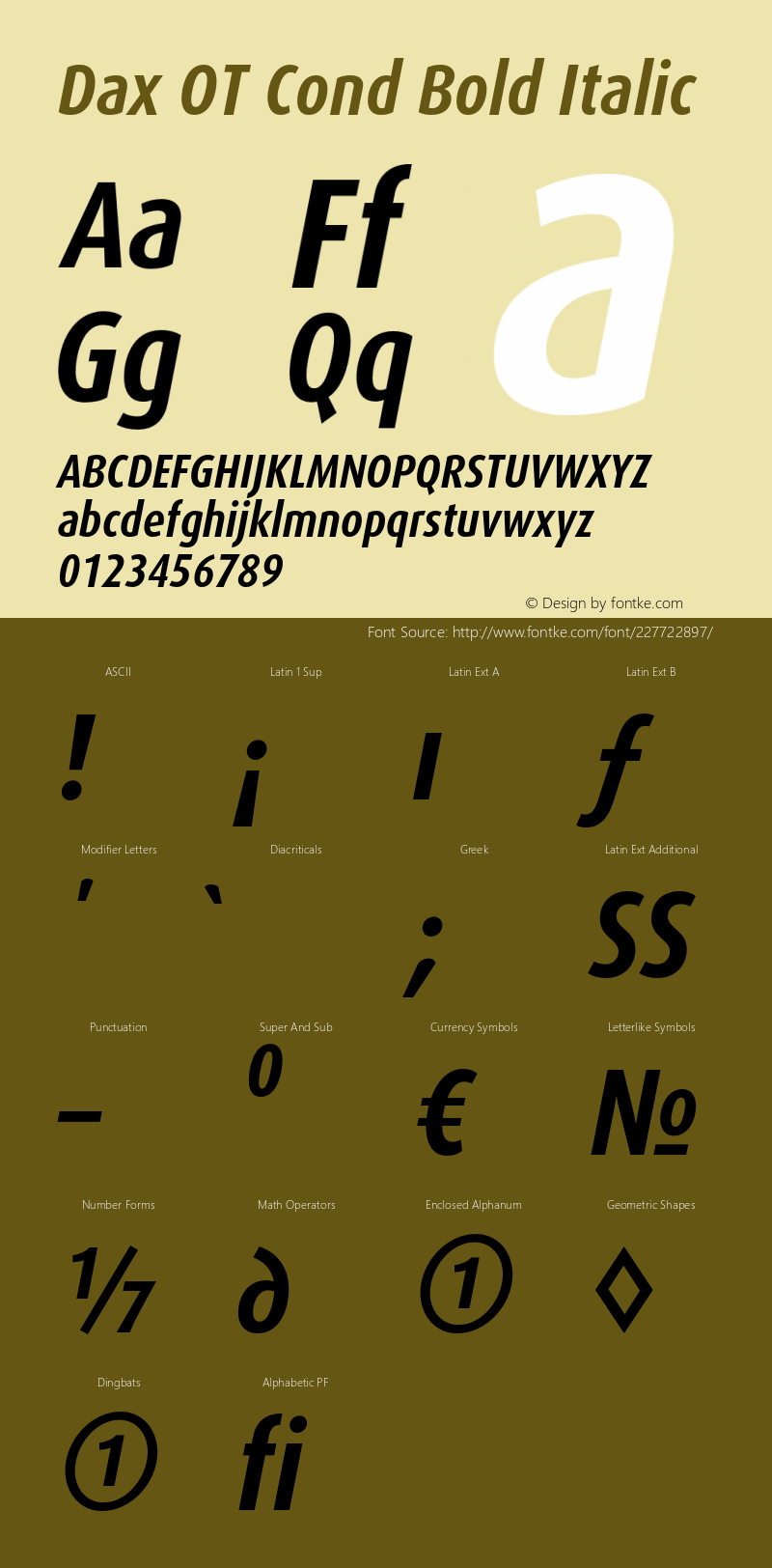 Dax OT Cond Bold Italic Version 7.504; 2006; Build 1022图片样张