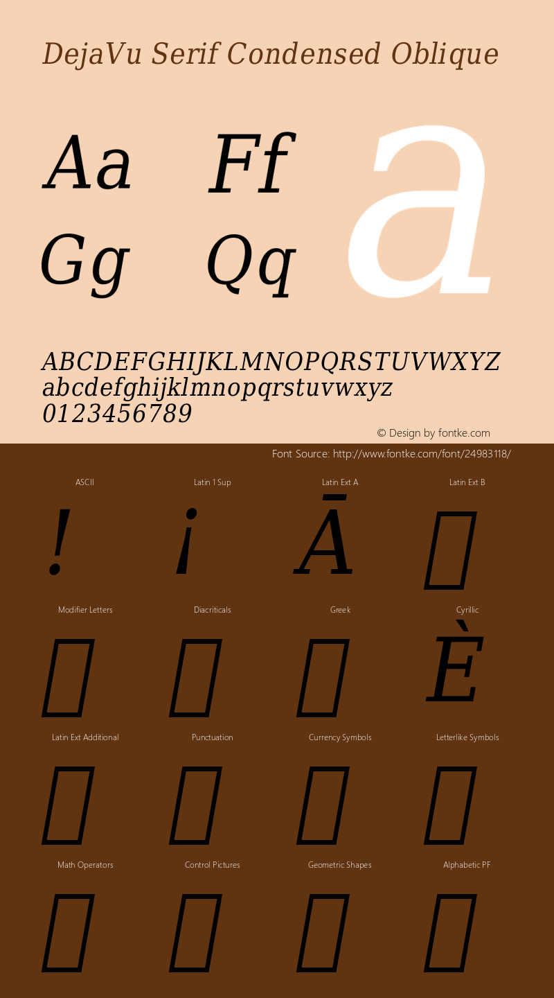 DejaVu Serif Condensed Oblique Version 1.7图片样张