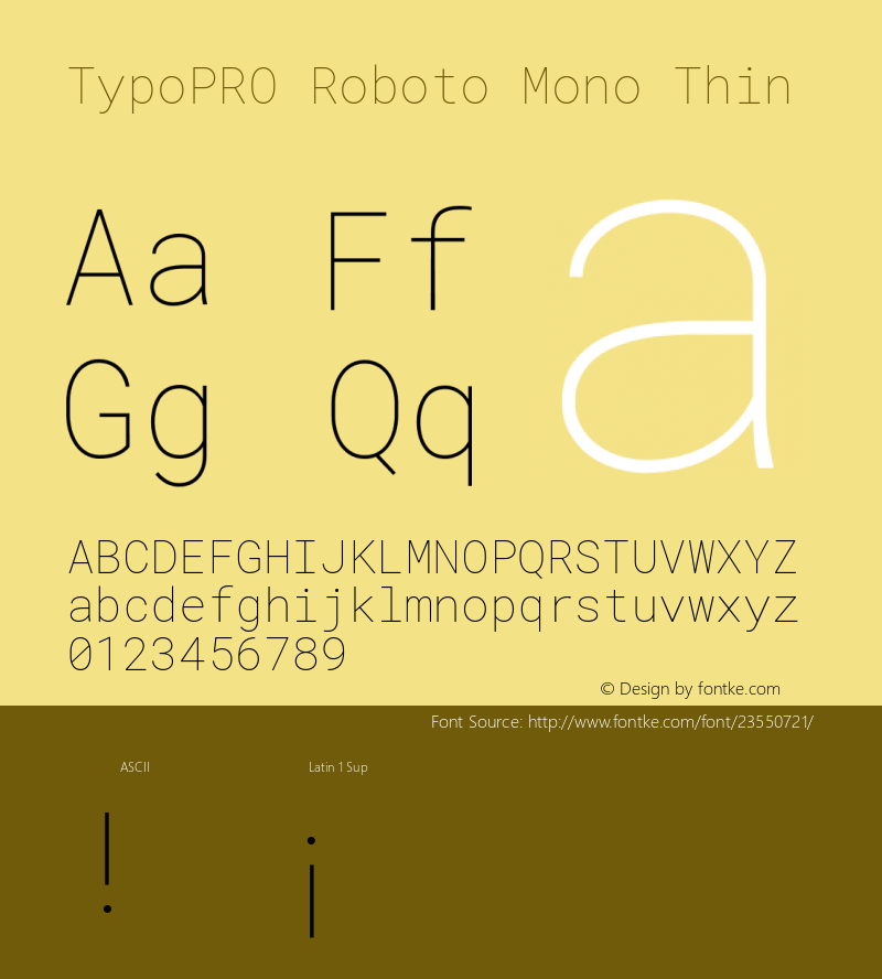 TypoPRO Roboto Mono Thin Version 2.000986; 2015; ttfautohint (v1.3)图片样张