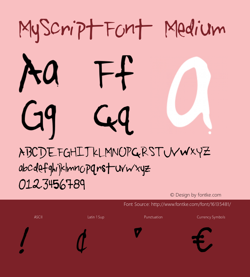 MyScriptFont Medium Version 001.000图片样张