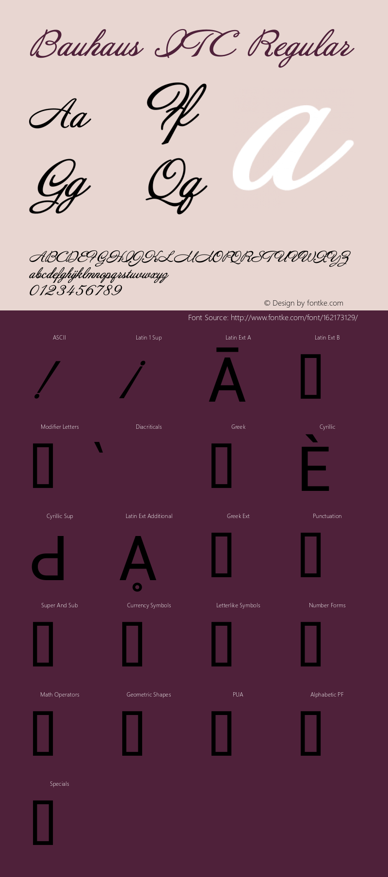 Bauhaus ITC Version 1.20图片样张