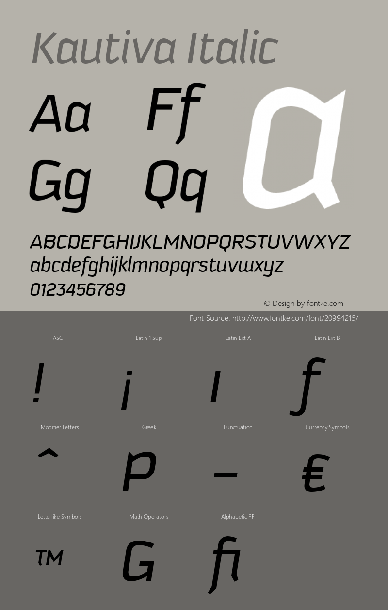 Kautiva Italic Version 001.000图片样张