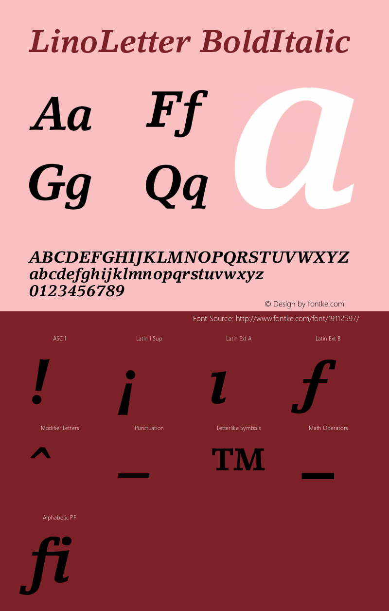 LinoLetter Bold Italic Version 001.000图片样张