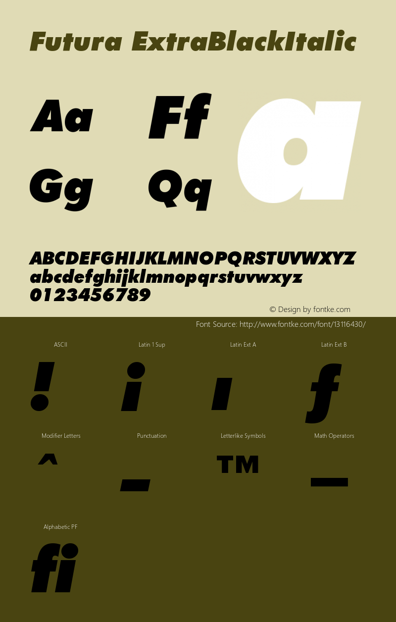 Futura ExtraBlackItalic Version 003.001图片样张