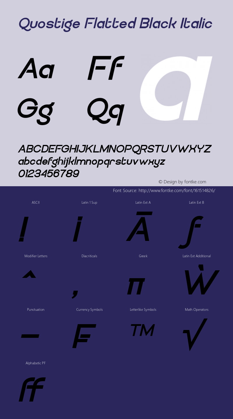 Quostige Flatted Black Italic Version 2.001图片样张