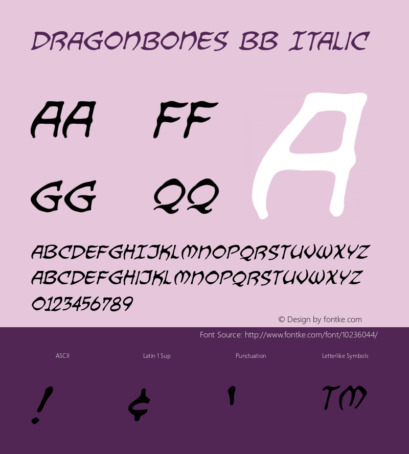 Dragonbones BB Italic Version 1.000图片样张