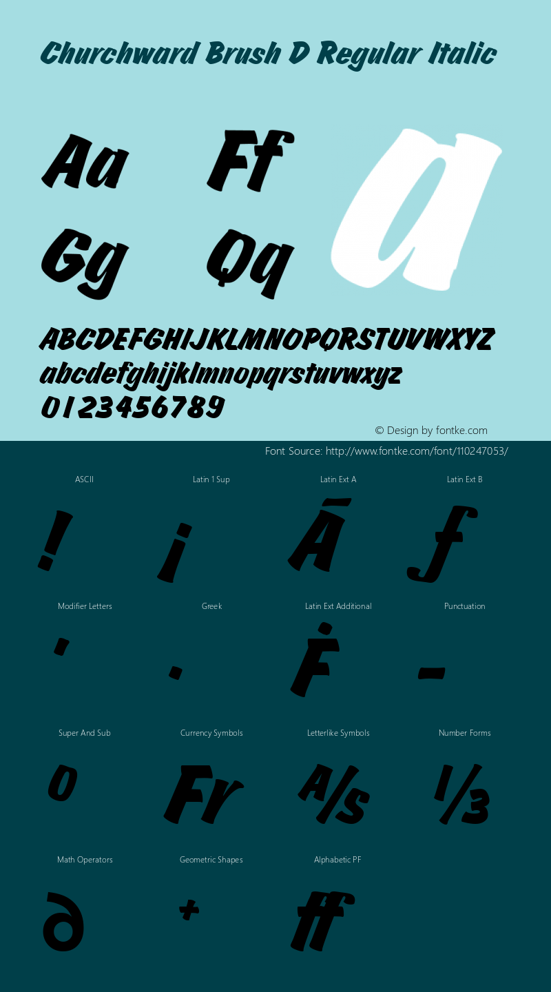 ChurchwardBruDReg Italic Version 1.10图片样张