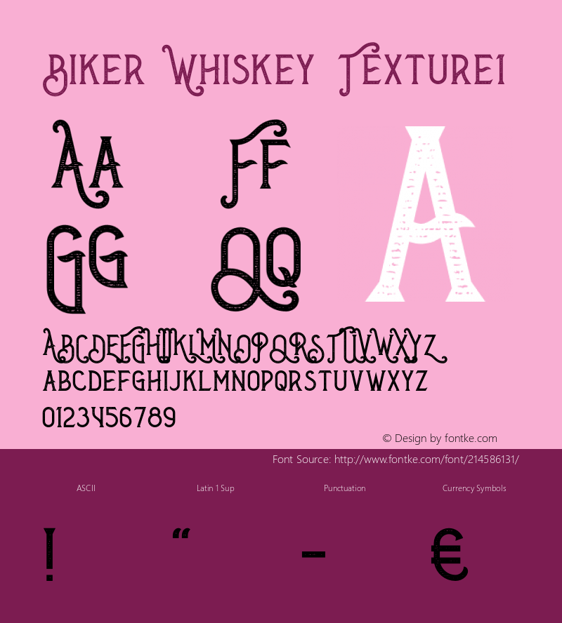Biker Whiskey Texture1 Version 1.00;March 14, 2019;FontCreator 11.5.0.2427 64-bit图片样张