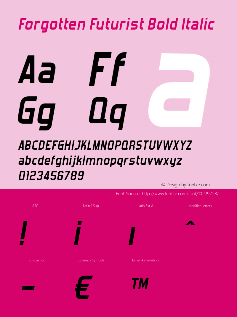 Forgotten Futurist Bold Italic Version 4.200 2005图片样张