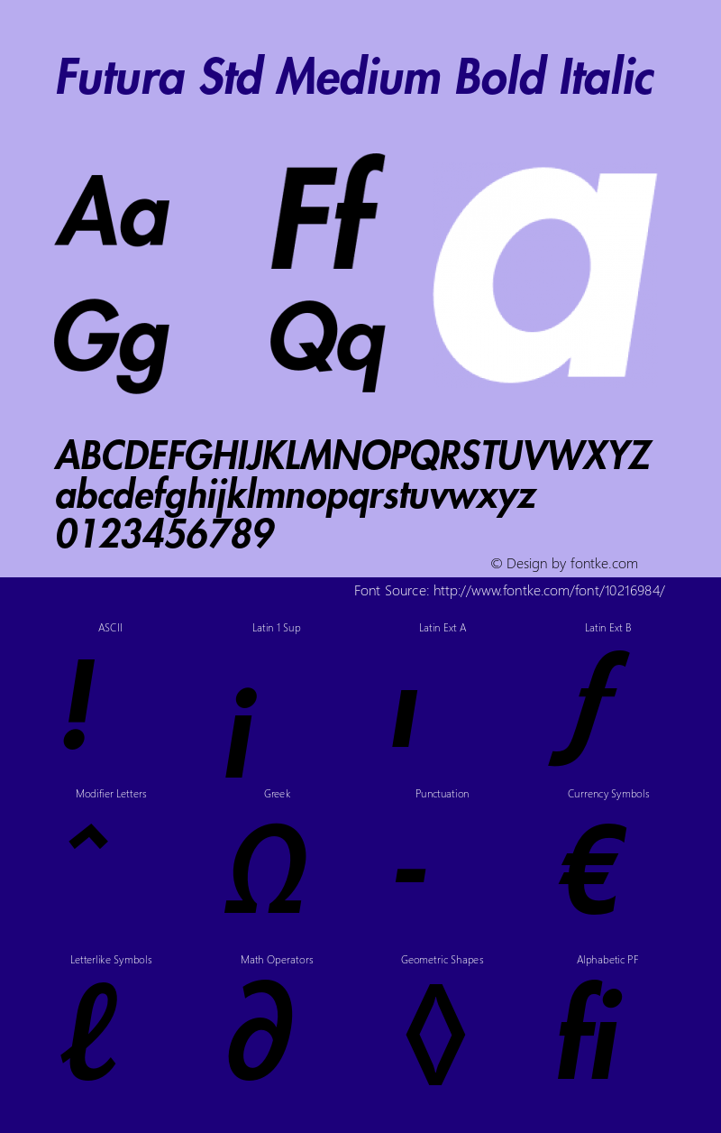 Futura Std Medium Bold Italic Version 2.025;PS 002.000;hotconv 1.0.50;makeotf.lib2.0.16970图片样张