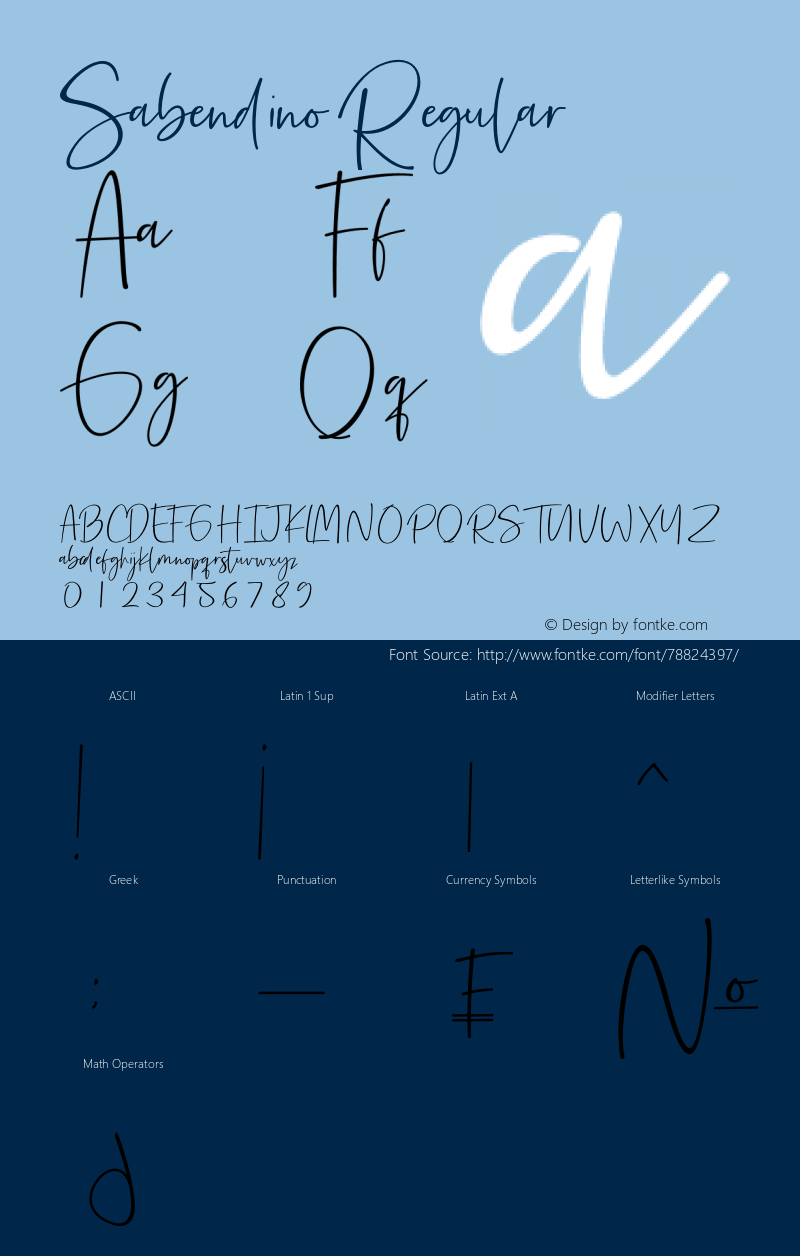 Sabendino Version 1.00;July 21, 2019;FontCreator 11.5.0.2422 64-bit图片样张