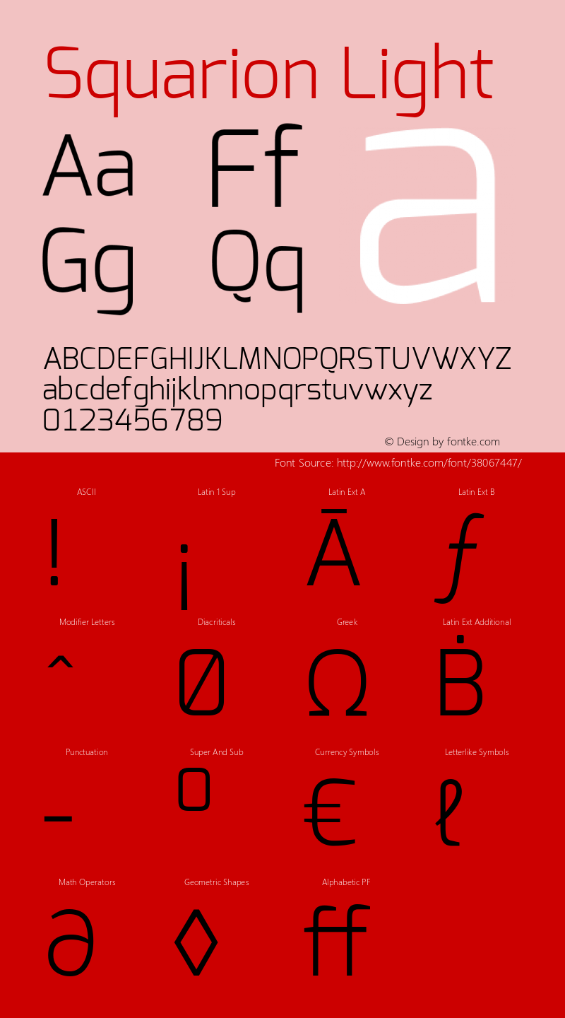 Squarion Light Version 1.00;September 12, 2019;FontCreator 11.5.0.2425 64-bit; ttfautohint (v1.6)图片样张