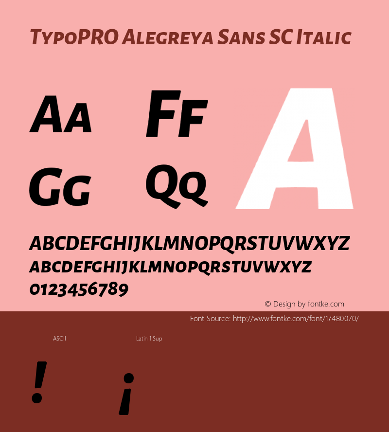 TypoPRO Alegreya Sans SC Italic Version 1.000;PS 001.000;hotconv 1.0.70;makeotf.lib2.5.58329 DEVELOPMENT图片样张