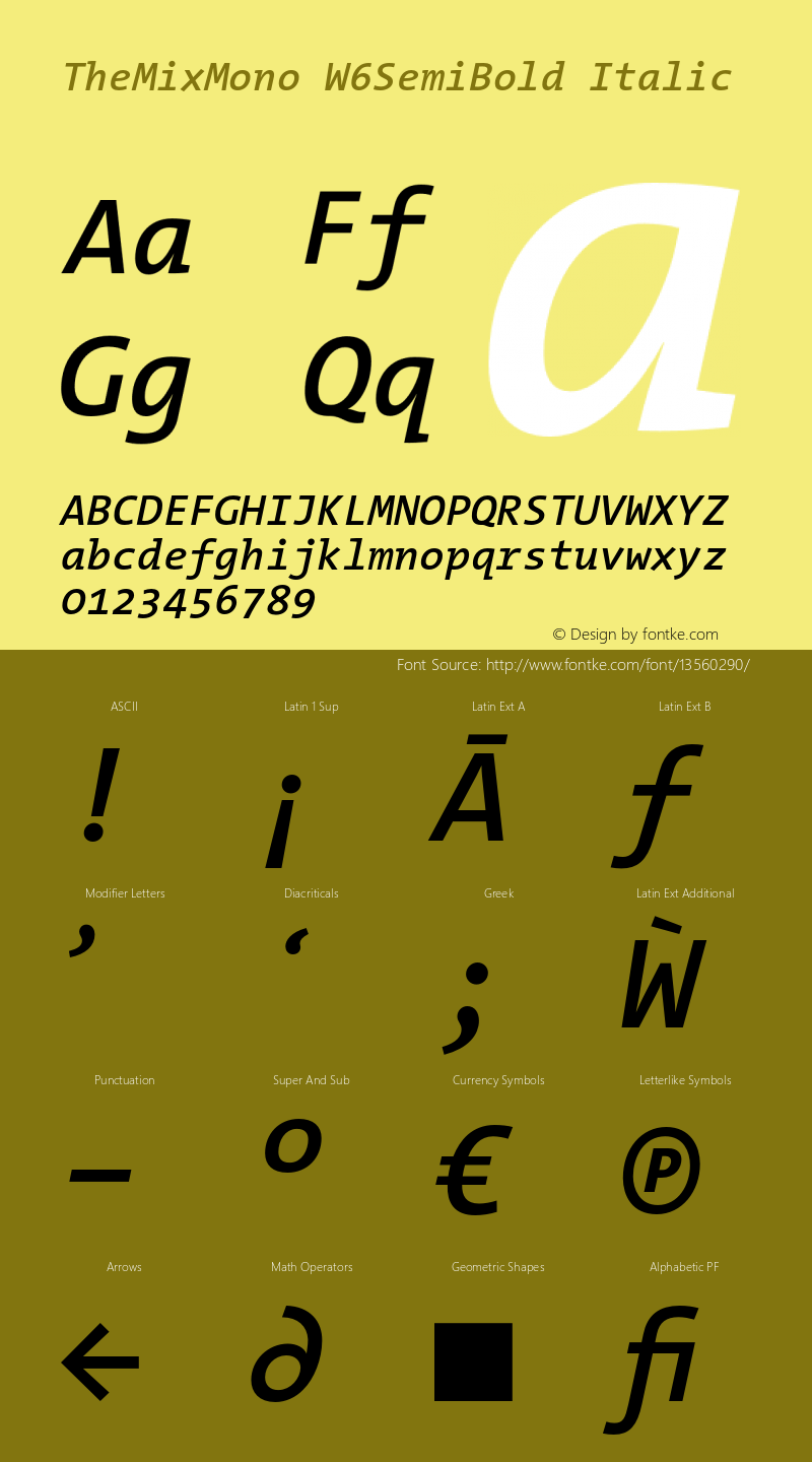 TheMixMono W6SemiBold Italic Version 3.008图片样张