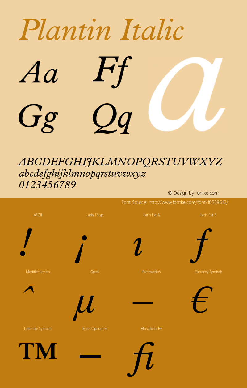 Plantin Italic OTF 1.0;PS 001.001;Core 1.0.22图片样张