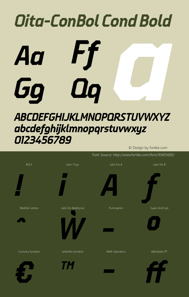 Oita-ConBol Cond Bold Version 1.000;com.myfonts.insigne.oita.condensed-bold-italic.wfkit2.4b4V图片样张