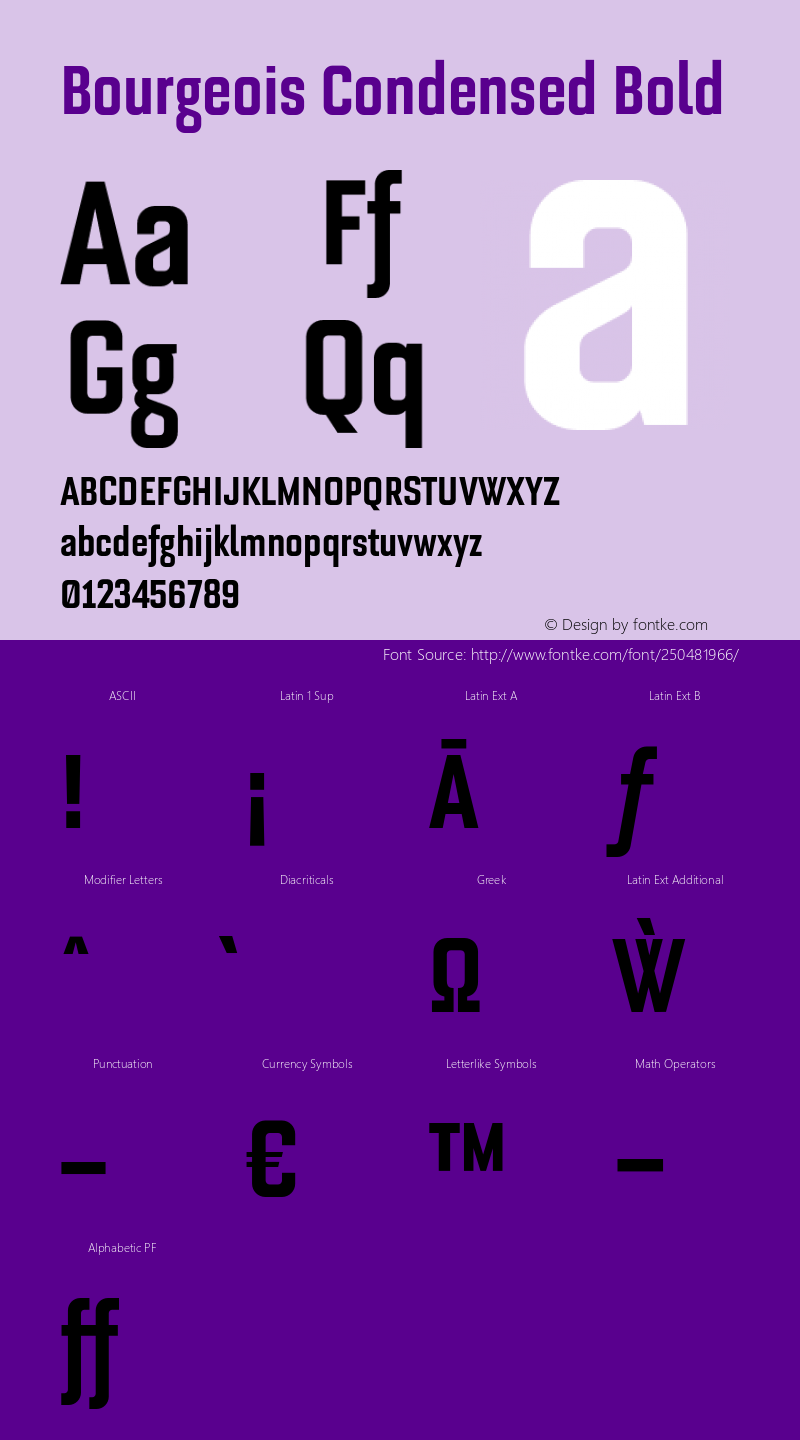 Bourgeois Condensed Bold Version 1.105;PS 001.105;hotconv 1.0.88;makeotf.lib2.5.64775图片样张