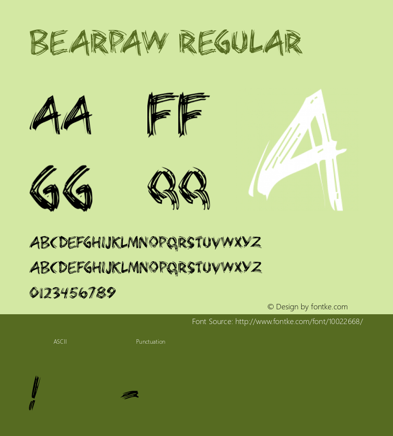 Bearpaw Regular Macromedia Fontographer 4.1 10/02/99图片样张