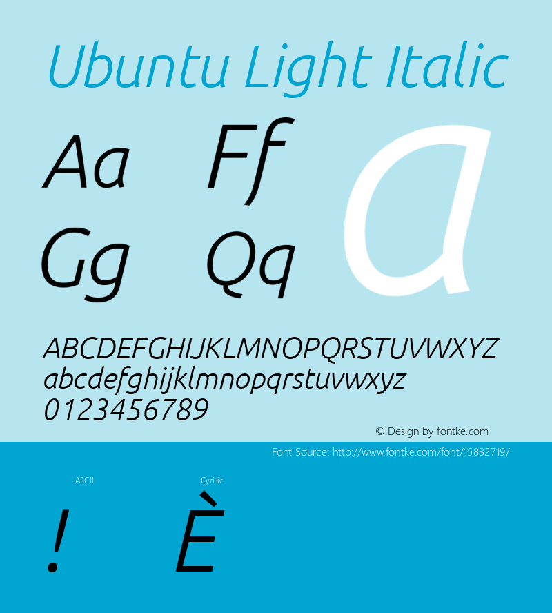 Ubuntu Light Italic Version 0.80; ttfautohint (v1.4.1)图片样张