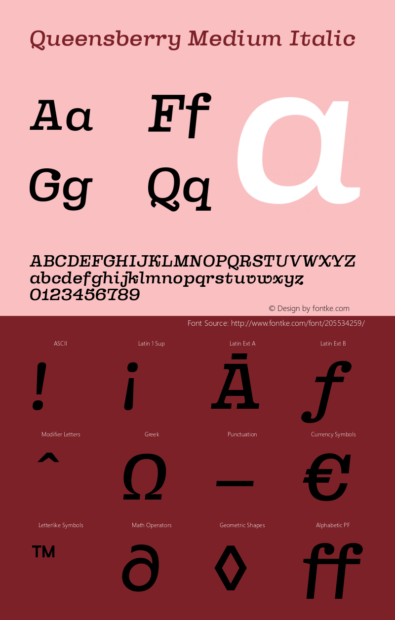 Queensberry Medium Italic Version 1.000 | web-ttf图片样张