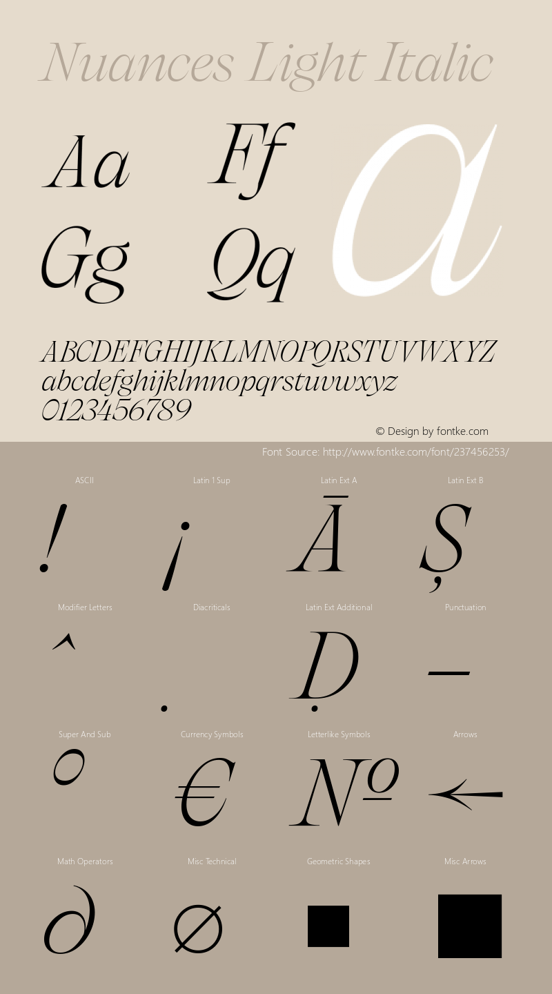 Nuances Light Italic Version 1.001图片样张