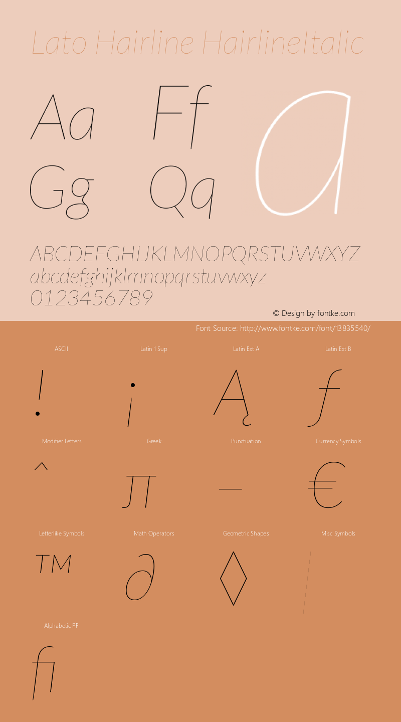 Lato Hairline HairlineItalic Version 1.104; Western+Polis图片样张