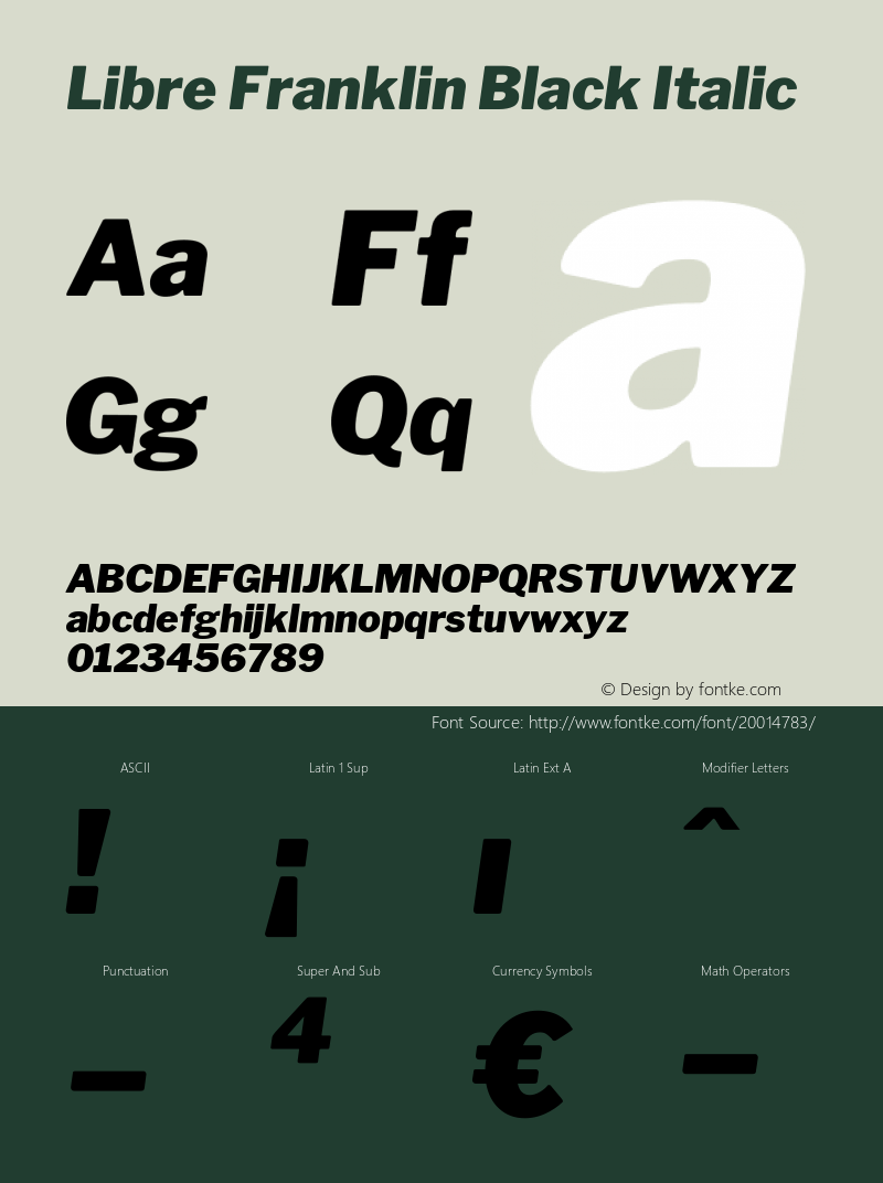 Libre Franklin Black Italic Version 1.002; ttfautohint (v1.5)图片样张