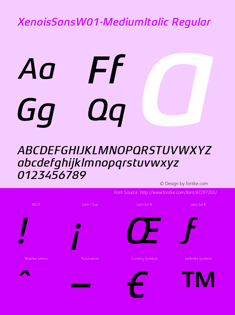 Xenois Sans W01 Medium Italic Version 1.00图片样张