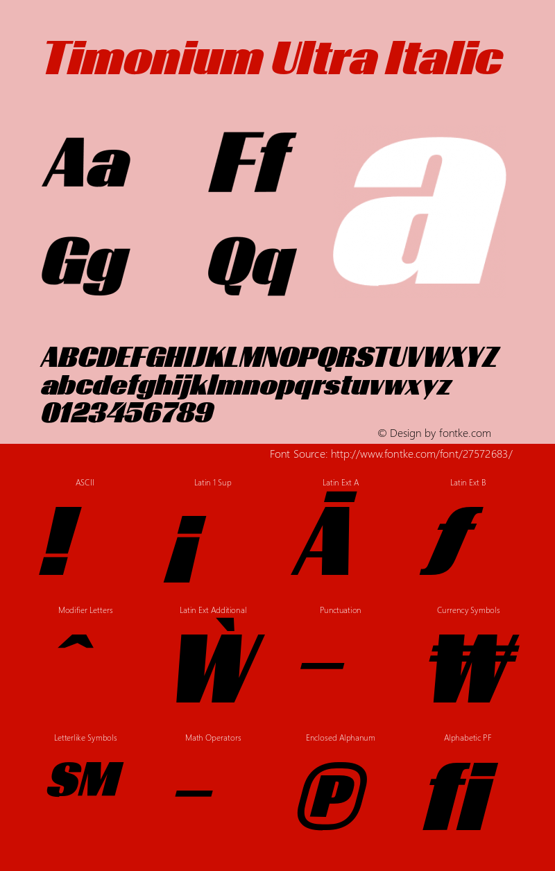 TimoniumUltraItalic Version 001.003 2013图片样张