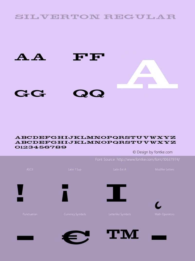 Silverton Regular Version 1.000 2006 initial release;com.myfonts.aerotype.silverton.regular.wfkit2.2WfH图片样张