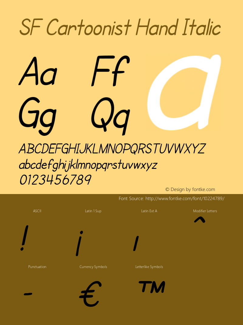 SF Cartoonist Hand Italic Version 2.1图片样张