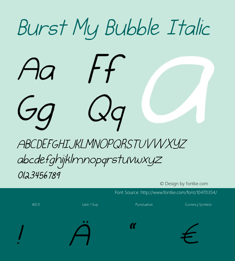 Burst My Bubble Italic Version 1.000 2013 initial release图片样张