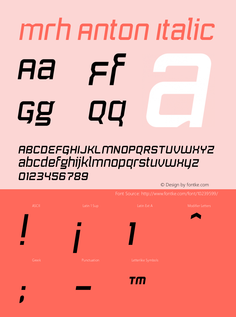 mrh Anton Italic OTF 1.000;PS 001.000;Core 1.0.29图片样张